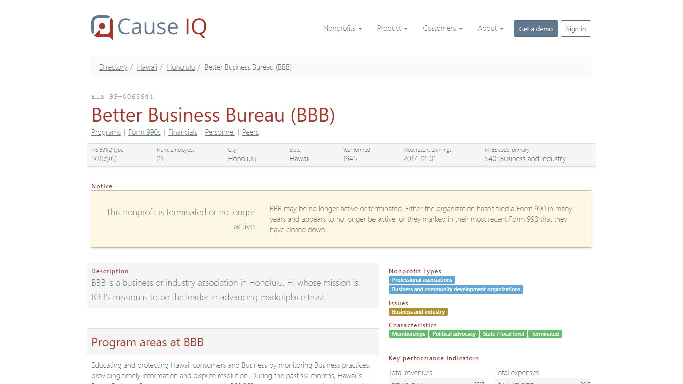 Better Business Bureau of Hawaii (BBB) | Honolulu, HI | Cause IQ